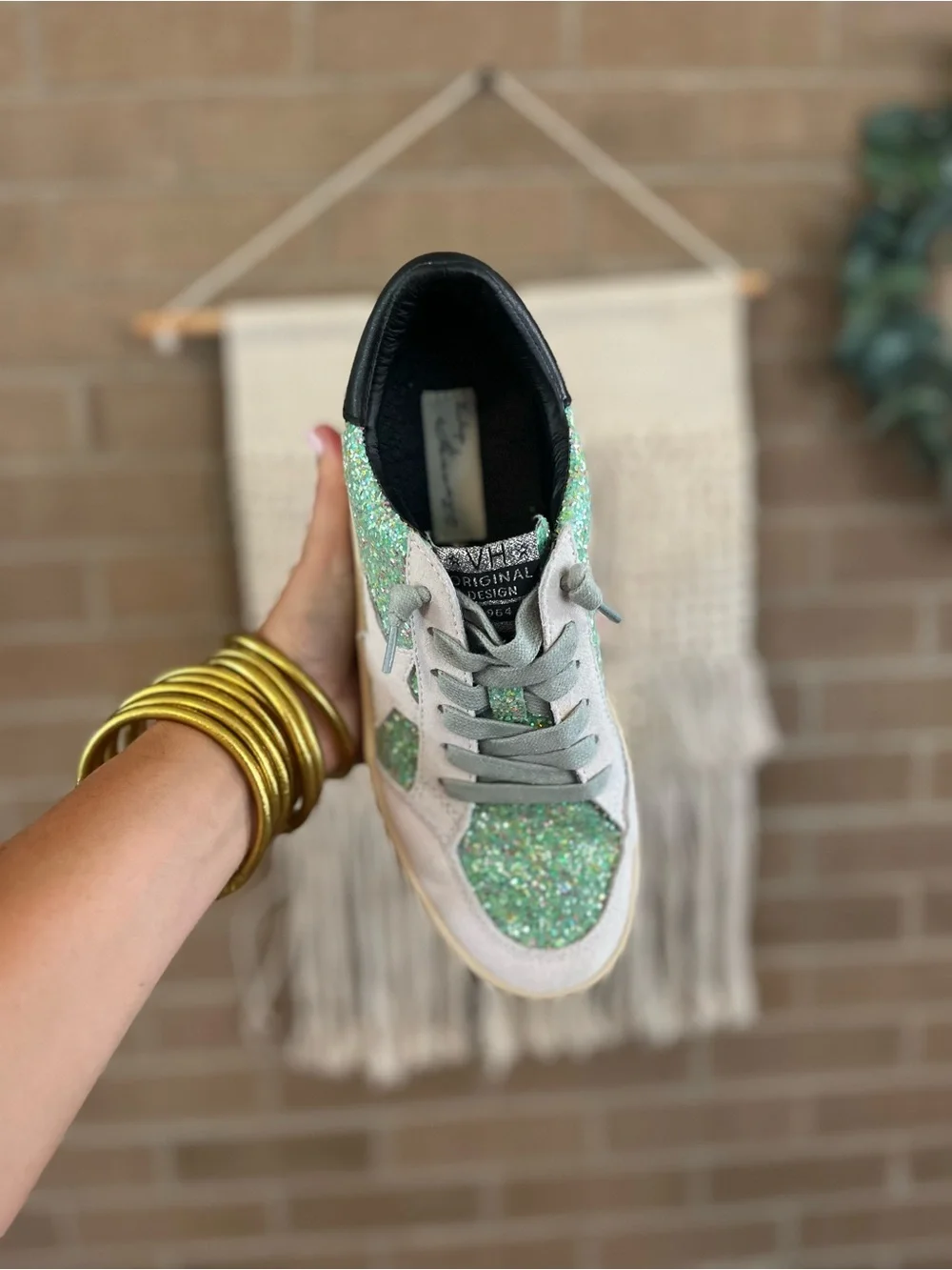 Vintage Havana Mint Green Glitter Star Low-Top Sneaker